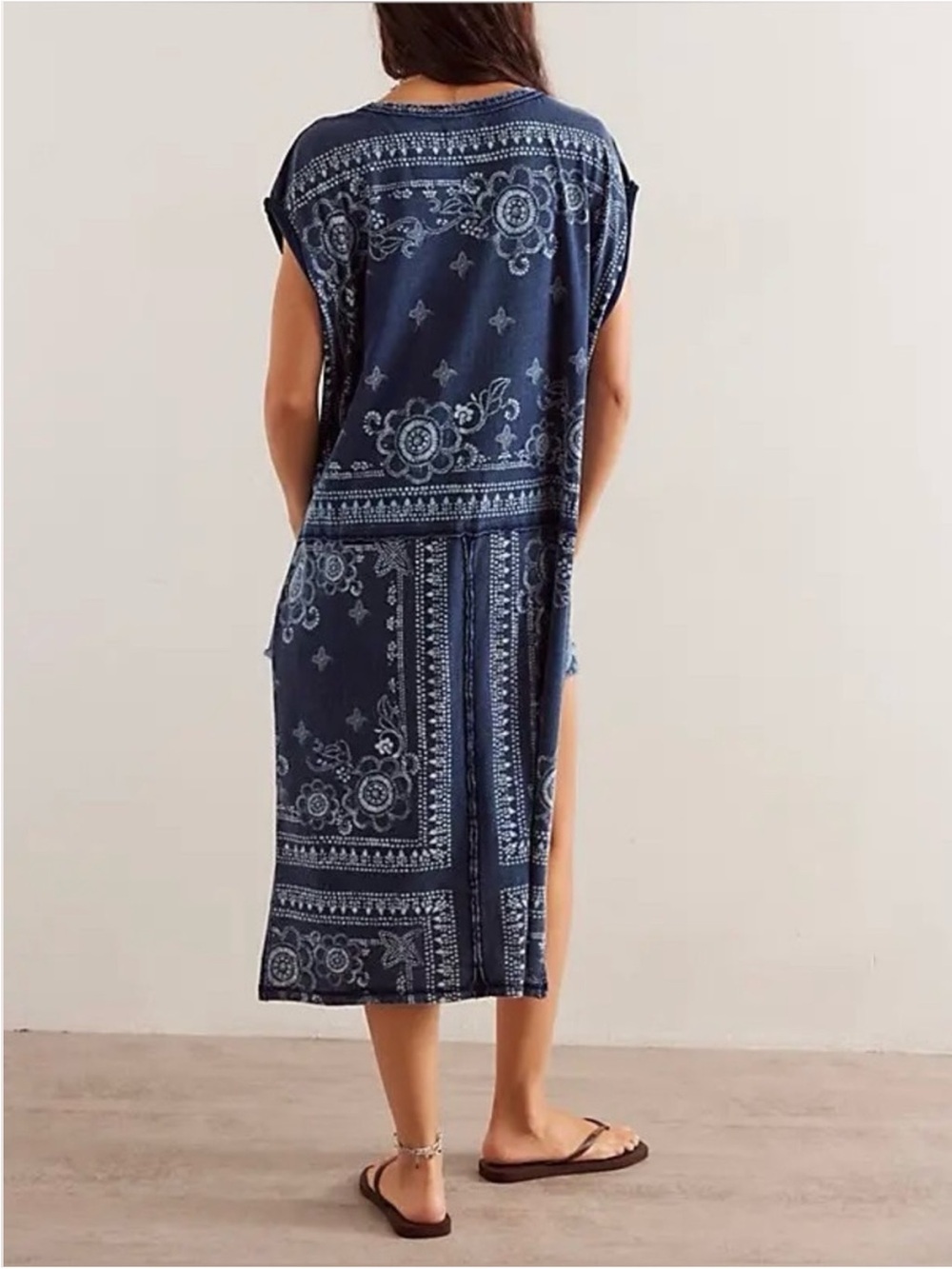 NWOT Free People We The Free Indie Maxi Tee - indigo blue - Small - Picture 3 of 8